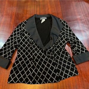 Alex Evenings Black and White Diamond Pattern Blazer